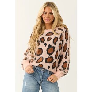 Talulah Animal Print Minky Eyelash Sweater Size Small